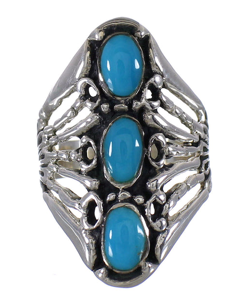 Turquoise Southwestern Authentic Sterling Silver Ring Size 8-1/2 QX87422