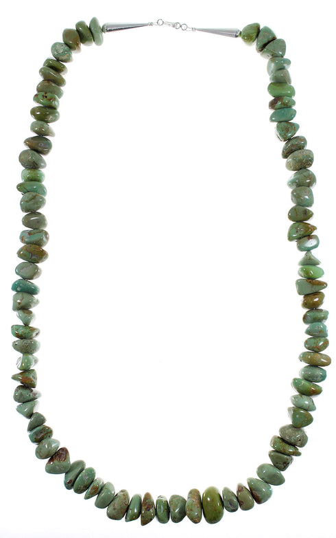 Genuine Sterling Silver Kingman Turquoise Southwestern Bead Necklace AX93841