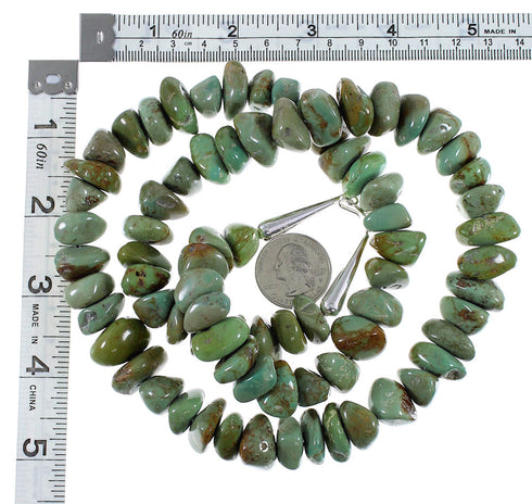 Genuine Sterling Silver Kingman Turquoise Southwestern Bead Necklace AX93841