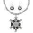 Pink Shell Inlay Genuine Sterling Silver Turtle Link Necklace Set AX93719
