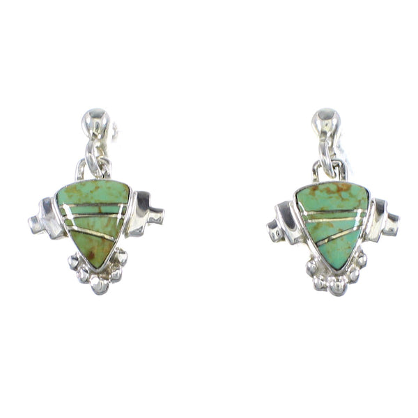 Southwestern Turquoise Silver Post Dangle Earrings YX93968