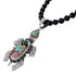 Multicolor Sterling Silver Native American Village Design Turtle Necklace Set AX93906