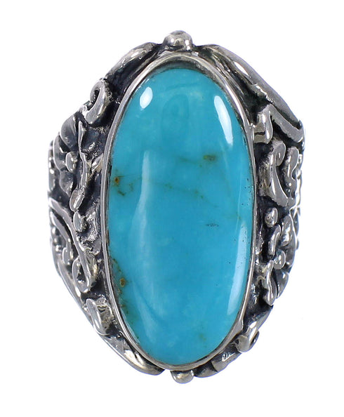 Genuine Sterling Silver Flower Turquoise Southwest Ring Size 5-1/4 RX94052