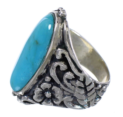 Genuine Sterling Silver Flower Turquoise Southwest Ring Size 5-1/4 RX94052