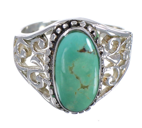 Southwest Turquoise Genuine Sterling Silver Ring Size 8-3/4 RX94061