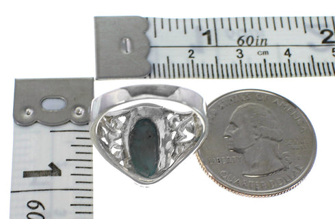 Southwest Turquoise Genuine Sterling Silver Ring Size 8-3/4 RX94061