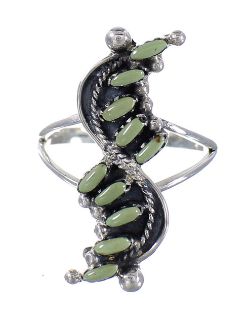 Turquoise Needlepoint Genuine Sterling Silver Southwestern Ring Size 8-1/2 RX94125