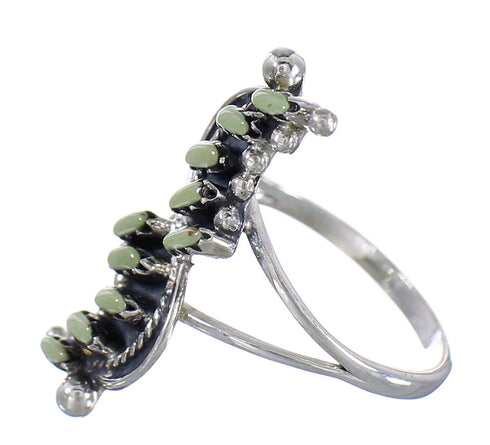 Southwest Turquoise Needlepoint Genuine Sterling Silver Ring Size 6-1/2 RX94122