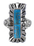 Authentic Sterling Silver Turquoise Inlay Ring Size 8-1/4 FX93704