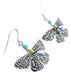 Southwest Multicolor Sterling Silver Butterfly Hook Earrings DW73014