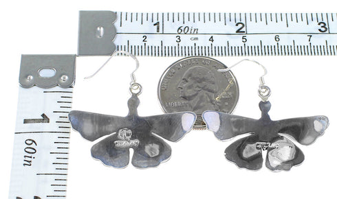 Southwest Multicolor Sterling Silver Butterfly Hook Earrings DW73014