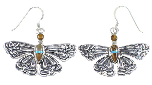 Southwestern Multicolor Sterling Silver Butterfly Earrings DW73017