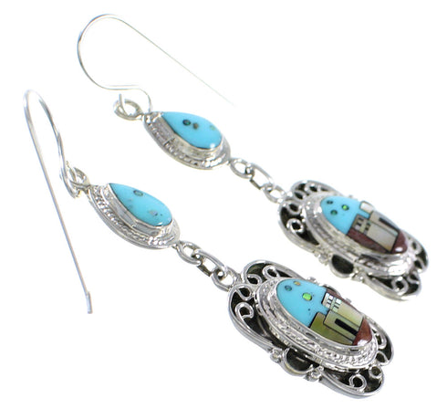 Multicolor Silver Native American Village Design Earrings YS67111
