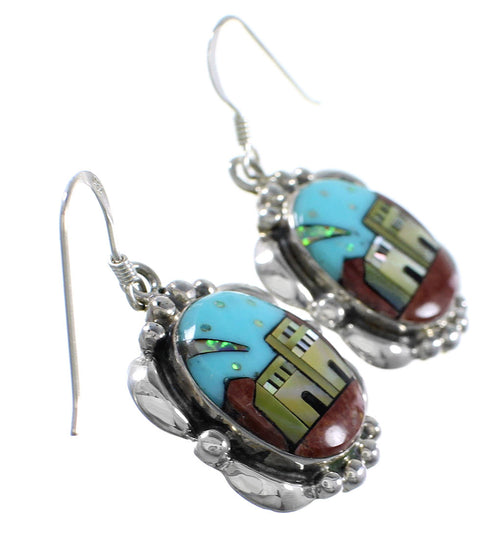 Multicolor Native American Design Sterling Silver Earrings YS67113