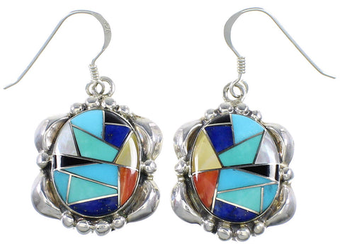 Multicolor Southwest Sterling Silver Jewelry Hook Earrings MW68092