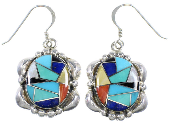 Multicolor Southwest Sterling Silver Jewelry Hook Earrings MW68092