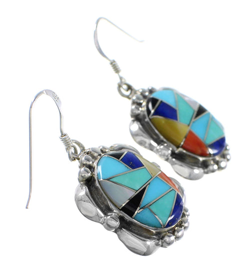 Multicolor Southwest Sterling Silver Jewelry Hook Earrings MW68092