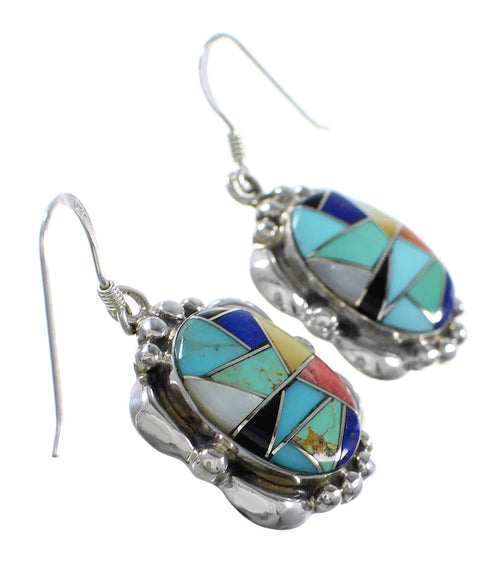 Sterling Silver Multicolor Southwest Jewelry Hook Earrings MW68097