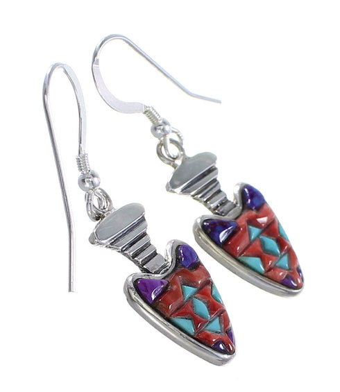 Sterling Silver And Multicolor Arrowhead Earrings EX32701