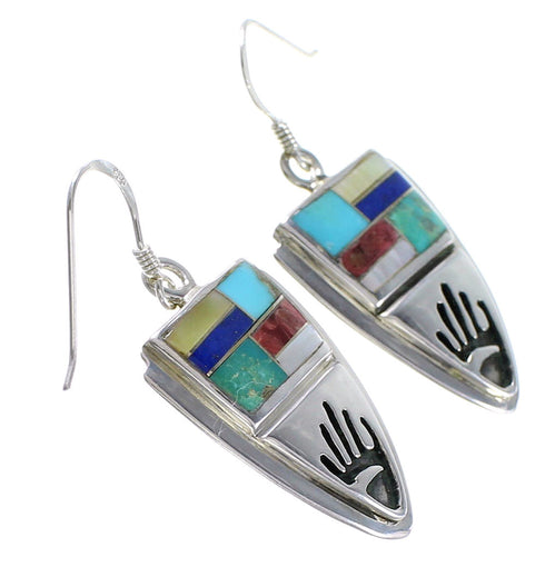 Multicolor Sterling Silver Jewelry Southwest Hook Earrings YS73233