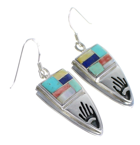 Multicolor Sterling Silver Jewelry Southwest Hook Earrings YS73235