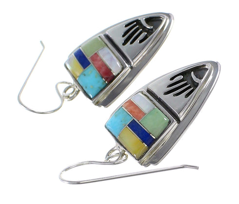 Southwestern Multicolor Silver Hand Hook Dangle Earrings YX71411