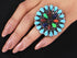 Multicolor Silver Jewelry Large Statement Ring Size 6-3/4 BW72179