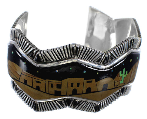 Native American Village Design Multicolor Cuff Bracelet MW75557
