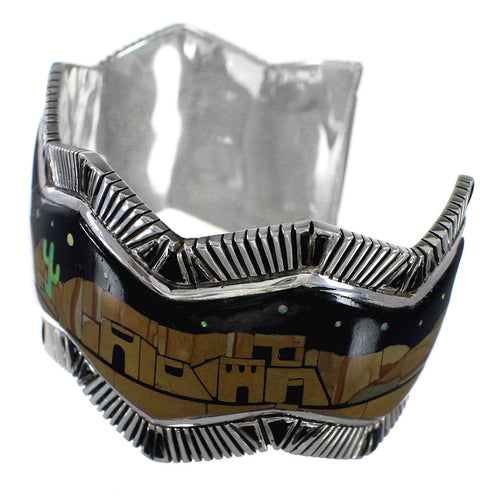 Native American Village Design Multicolor Cuff Bracelet MW75557