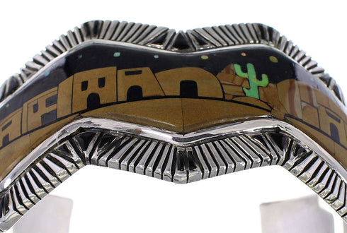 Native American Village Design Multicolor Cuff Bracelet MW75557