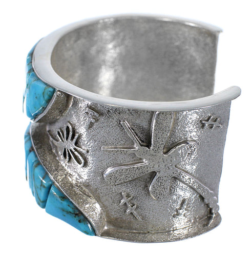 Southwest Turquoise Dragonfly Sterling Silver Cuff Bracelet CX49961