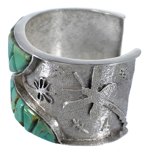 Dragonfly Sterling Silver Turquoise Inlay Cuff Bracelet MX27134
