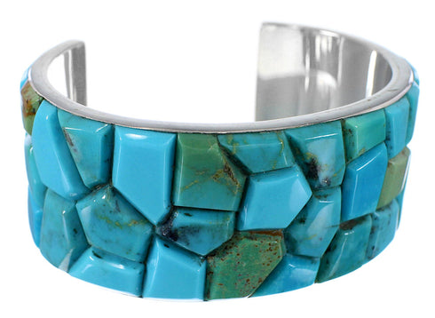 Sterling Silver Southwest Turquoise Inlay Cuff Bracelet FX27325