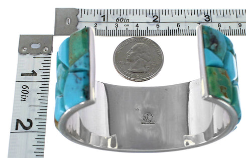 Sterling Silver Southwest Turquoise Inlay Cuff Bracelet FX27325