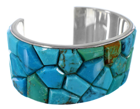 Sterling Silver Turquoise Inlay Southwest Cuff Bracelet FX27328