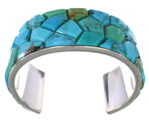 Sterling Silver Turquoise Inlay Southwest Cuff Bracelet FX27328