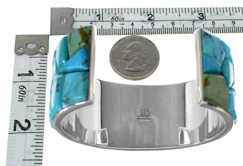 Sterling Silver Turquoise Inlay Southwest Cuff Bracelet FX27328