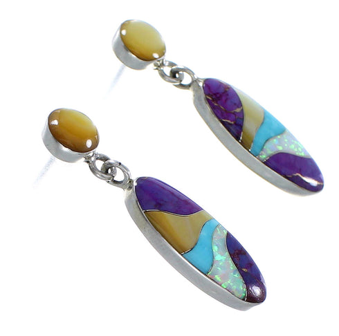 Southwest Post Dangle Multicolor Sterling Silver Earrings BW63102