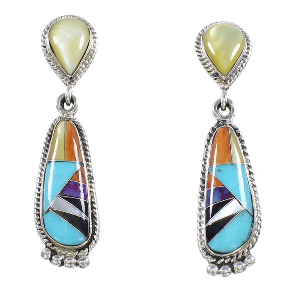 Multicolor Southwest Post Dangle Sterling Silver Earrings PS63064