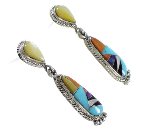 Multicolor Southwest Post Dangle Sterling Silver Earrings PS63064