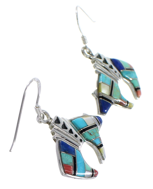 Silver Bear Multicolor Inlay Earrings GS74696