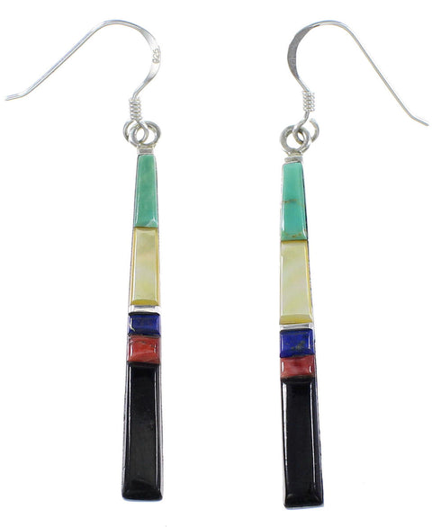 Southwestern Multicolor Inlay Hook Dangle Earrings BW76154