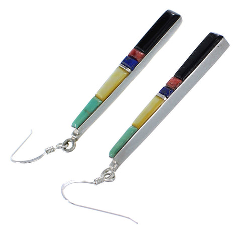 Southwestern Multicolor Inlay Hook Dangle Earrings BW76154