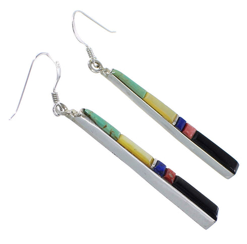 Multicolor Inlay Sterling Silver Hook Dangle Earrings Jewelry BW76149