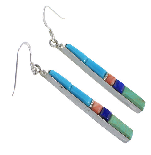 Southwest Multicolor Inlay Hook Dangle Earrings Jewelry BW76201