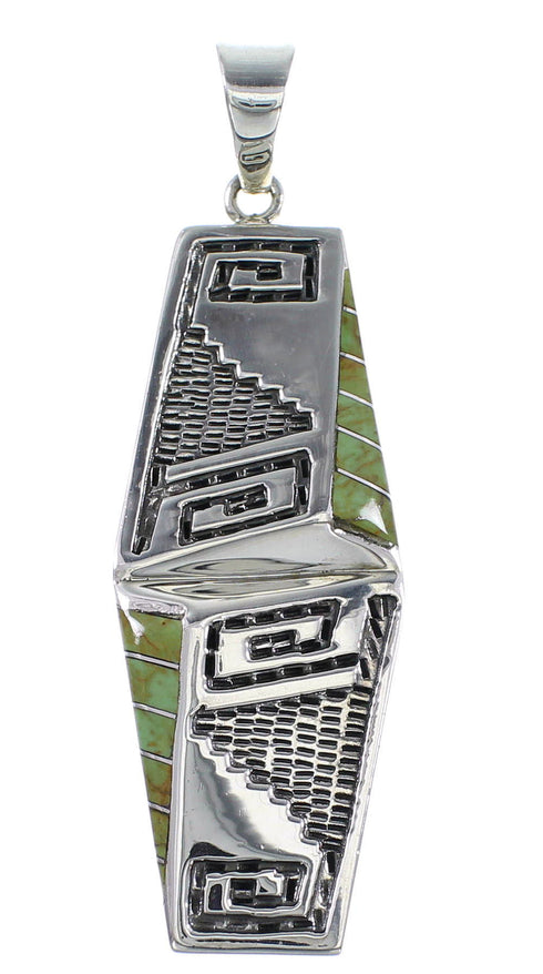 Silver Water Wave Southwestern Turquoise Jewelry Slide Pendant HX27393