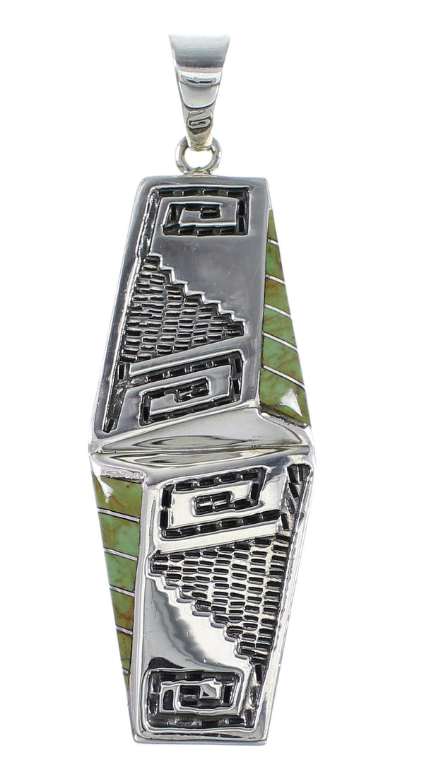 Silver Water Wave Southwestern Turquoise Jewelry Slide Pendant HX27393