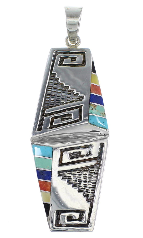 Multicolor Inlay Southwest Sterling Silver Pendant DW71715