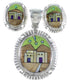 Multicolor Native American Village Design Pendant Earrings Set EX32611