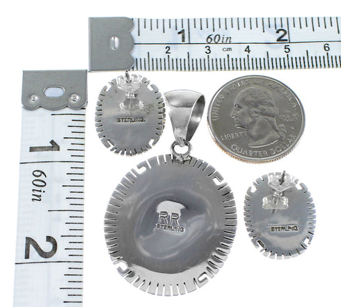 Multicolor Native American Village Design Pendant Earrings Set EX32611